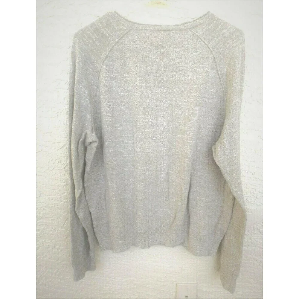 Lucky Brand L Oatmeal V-neck Raglan Sleeve Cotton Sweater Layering Lightweight